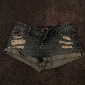 Distressed jean shorts